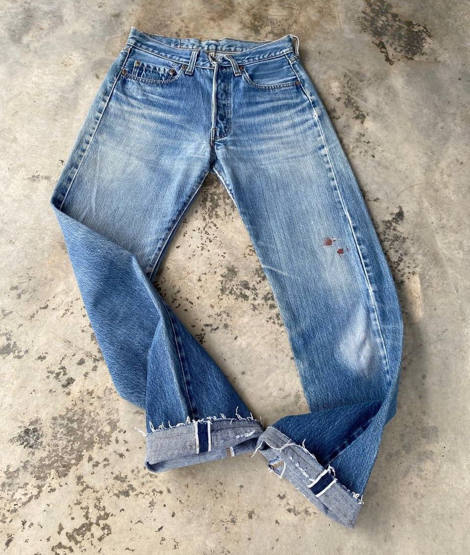 Levi's Vintage Clothing Rare 1970s Levi’s 501 Redline Selvedge Release Hem Button 6 Size US 28 / EU 44 - 13 Thumbnail