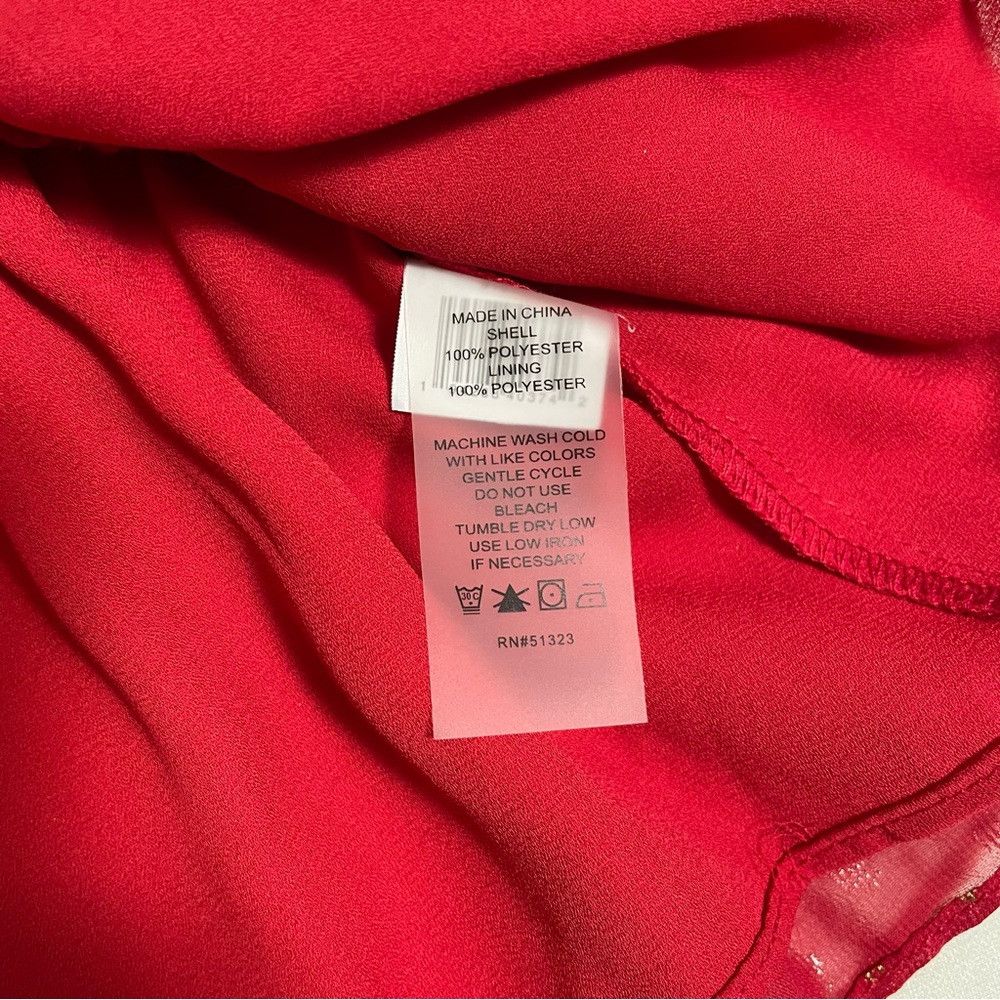 Vince Camuto NWT New Vince Camuto Red Off the Shoulder Foil Chiffon Blou Size XS / US 0-2 / IT 36-38 - 9 Thumbnail
