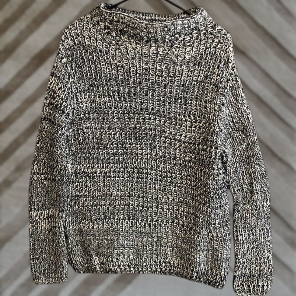 Vintage 525 America Womens Sweater Black White Mock Neck Chunky Knit Long Sleeve Large Size L / US 10 / IT 46 - 1 Thumbnail