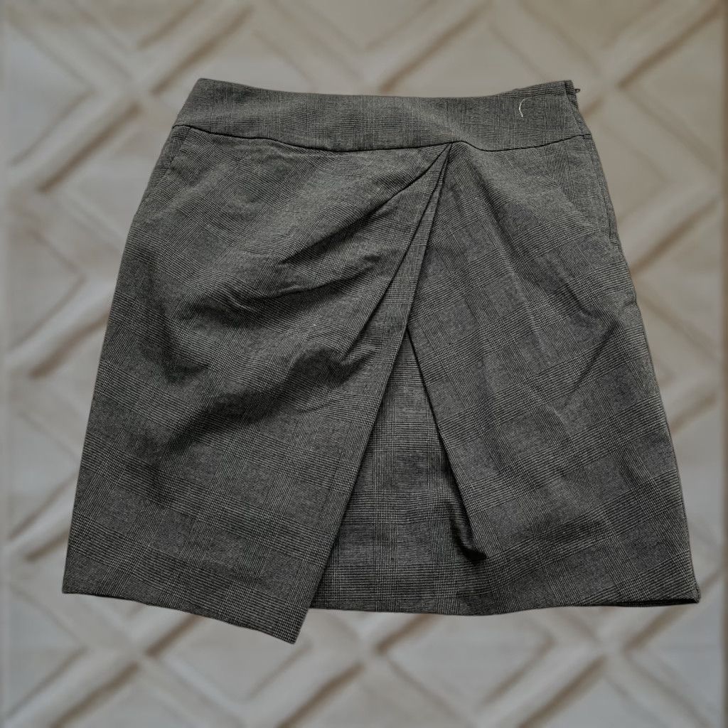 H&M H&M Pencil Mini Skirt Womens 38 Black White Plaid Pleated Front Pockets Workwear Size 26" / US 2 / IT 38 - 1 Thumbnail