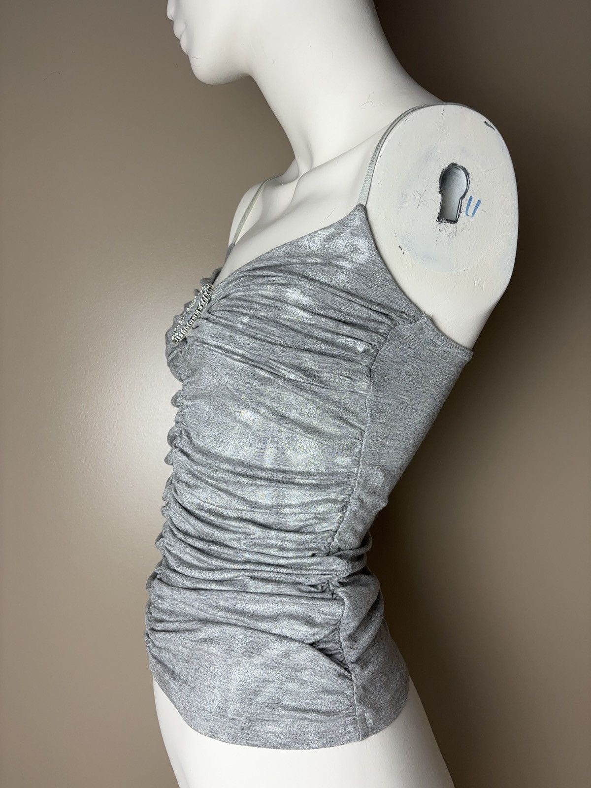 Vintage Glamour sexy silver tank top coquette style Size XS / US 0-2 / IT 36-38 - 2 Thumbnail
