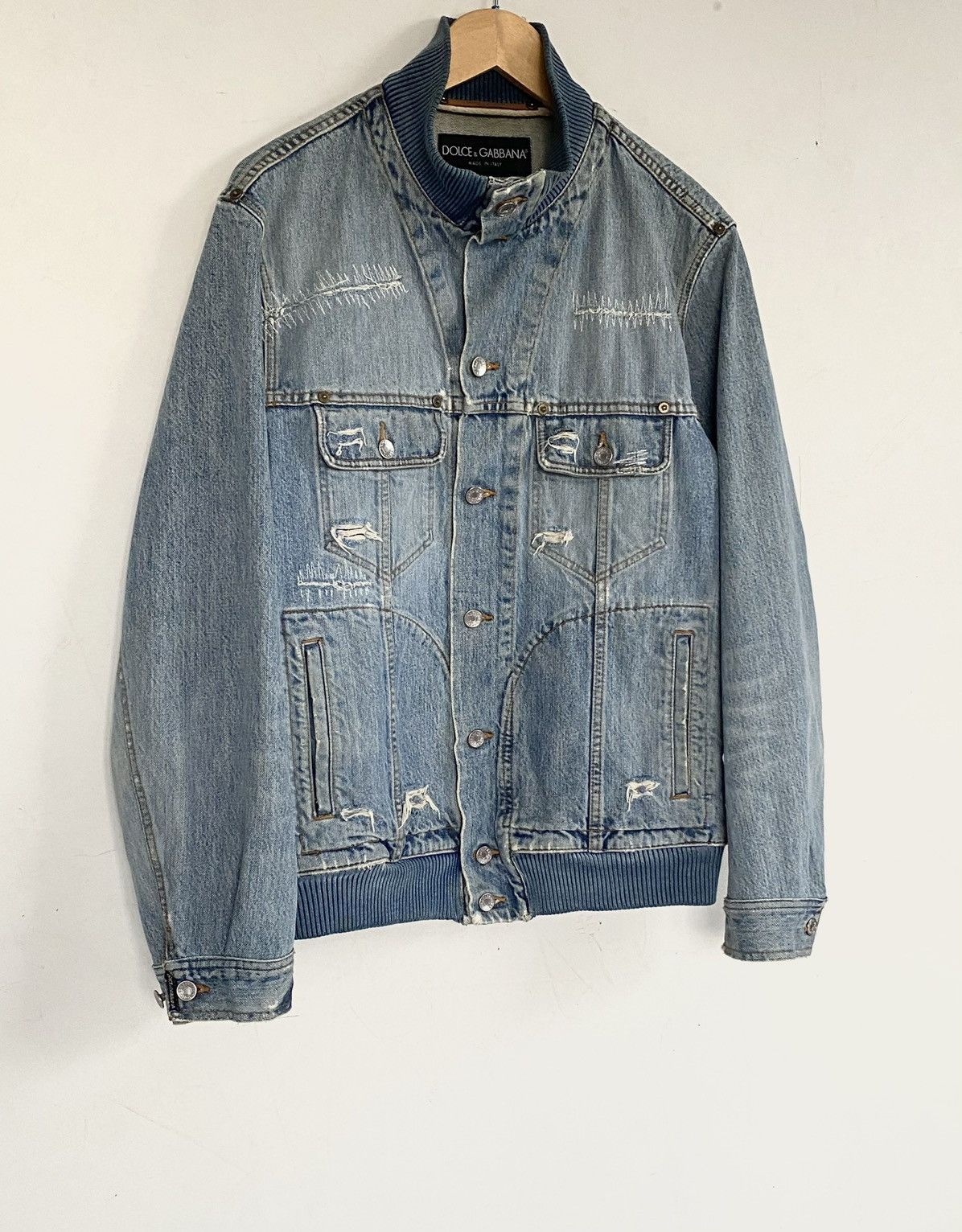 Dolce & Gabbana 00s Dolce&Gabbana Washed Denim Distressed Jacket Size US L / EU 52-54 / 3 - 1 Thumbnail