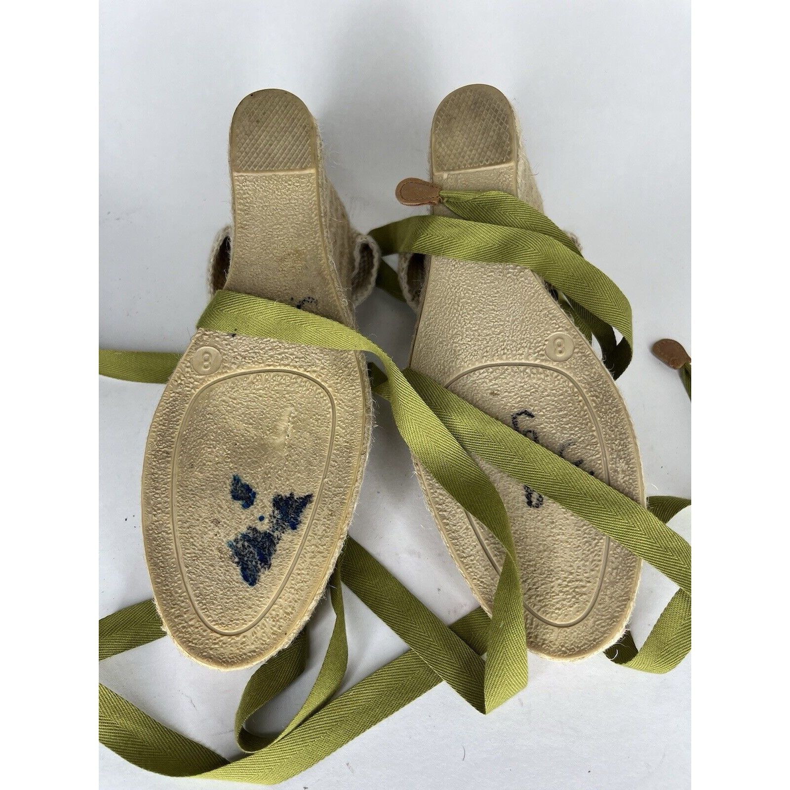 Other J. Crew Beige Fabric Striped Green Lace Espadrilles Wedges W Size US 8 / IT 38 - 6 Thumbnail