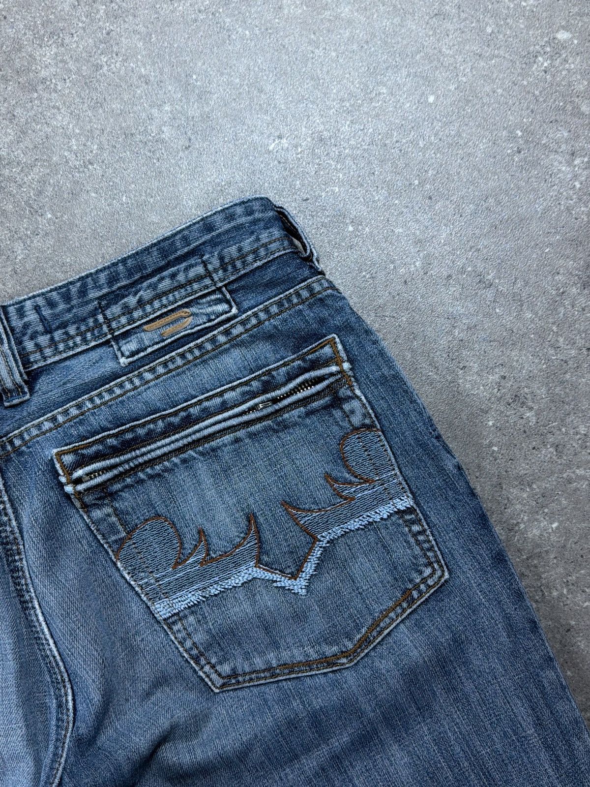 Diesel Vintage Flared Diesel Wash Denim Distressed Pants Japan Y2k Size US 35 - 3 Thumbnail