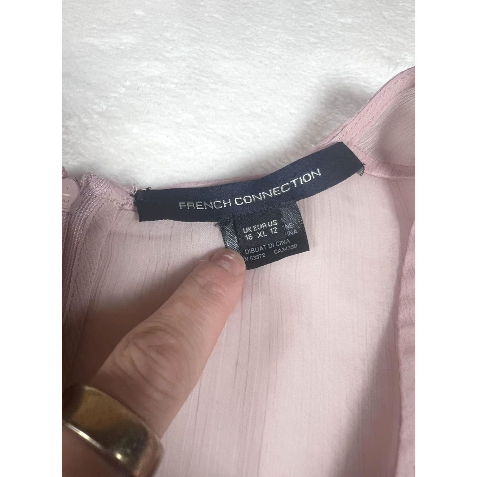 French Connection French Connection Dress Womens 12 Pink Chiffon Wrap Ruffle Hi-Low Party Wedding Dress Size XL / US 12-14 / IT 48-50 - 3 Thumbnail