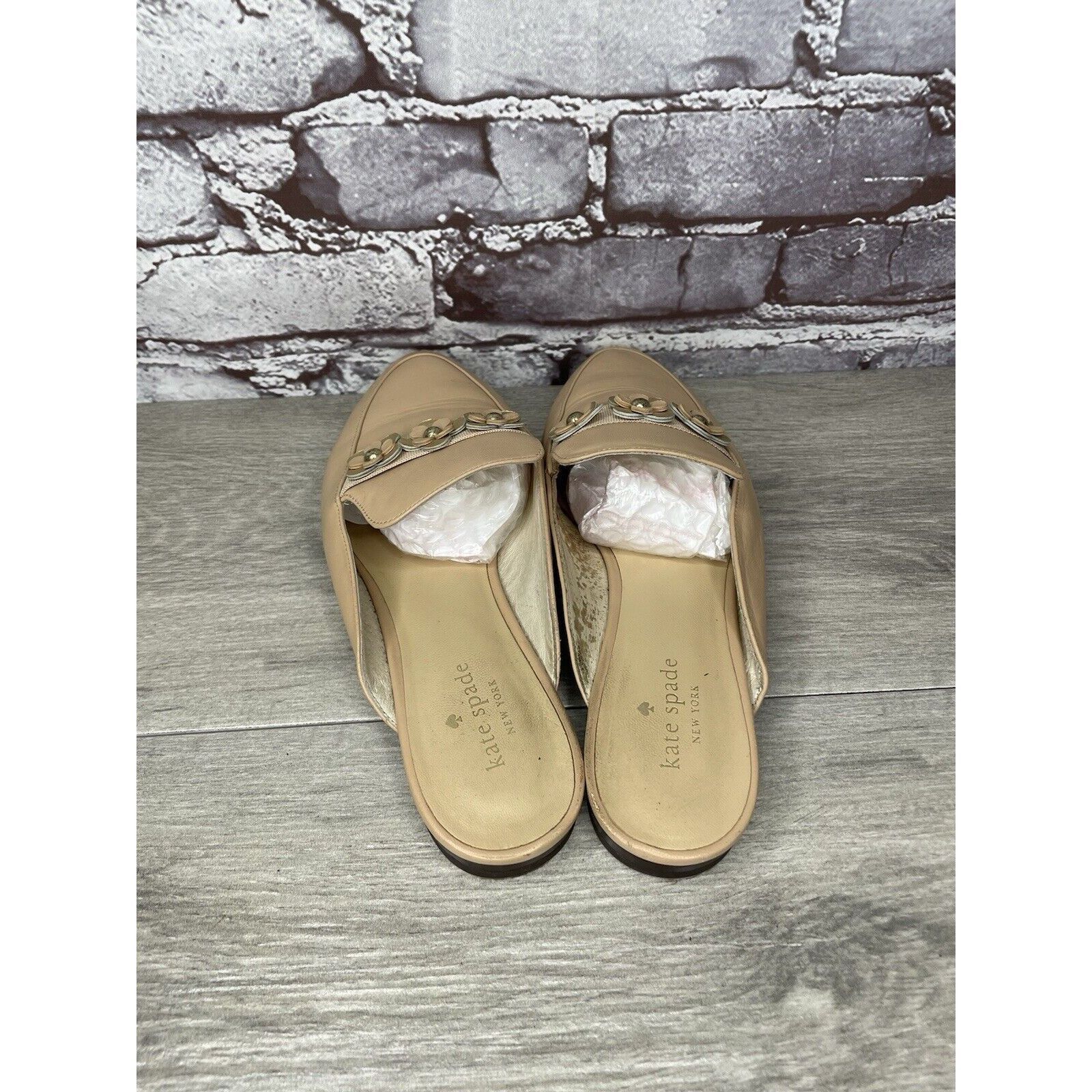 Kate Spade Kate Spade Nude Pink Leather Floral Accent Pointed Mules Sho Size US 8 / IT 38 - 16 Thumbnail