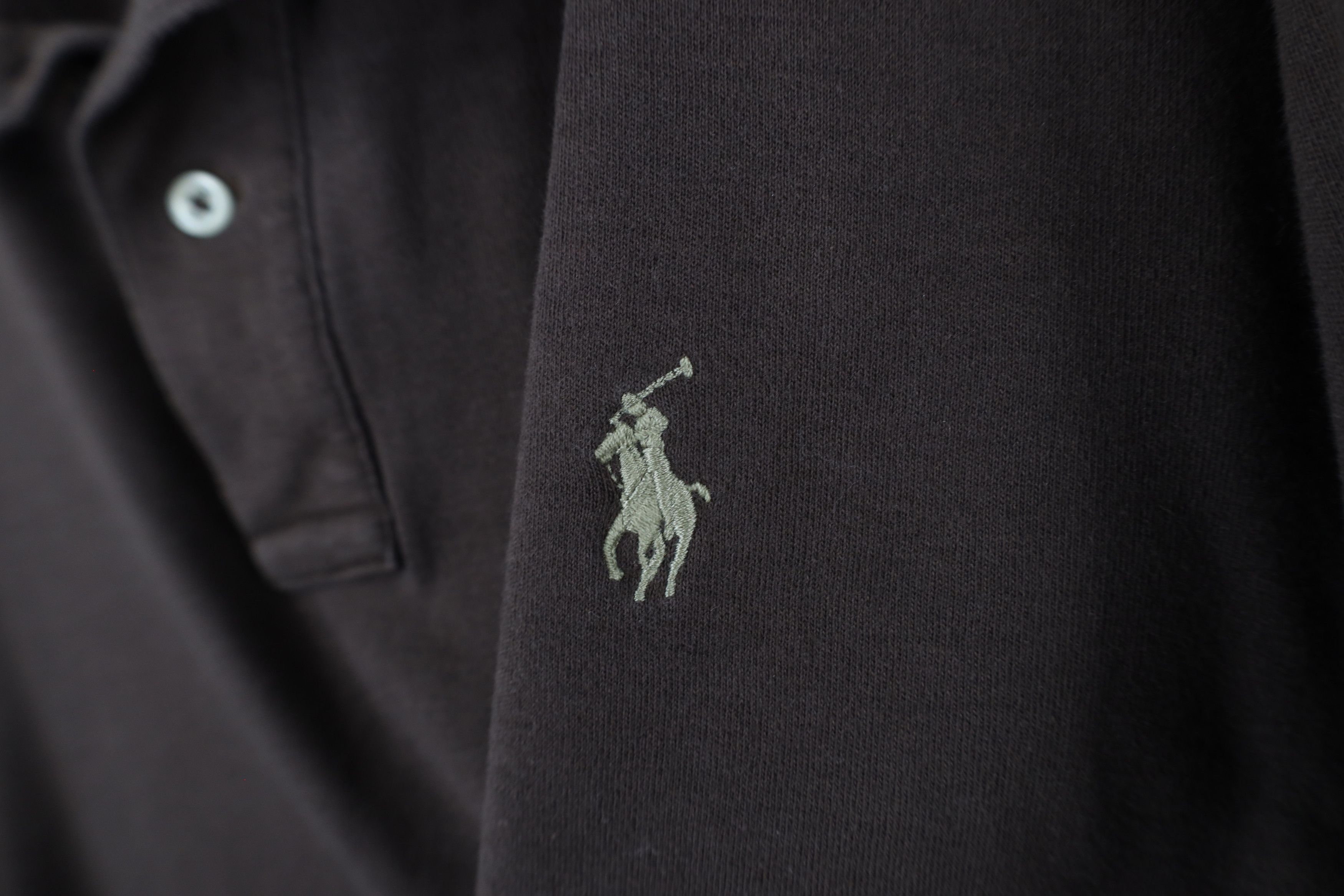Ralph Lauren × Vintage Vintage 90s Ralph Lauren Touch Cotton Long Sleeve Polo Brown Size US XL / EU 56 / 4 - 4 Thumbnail