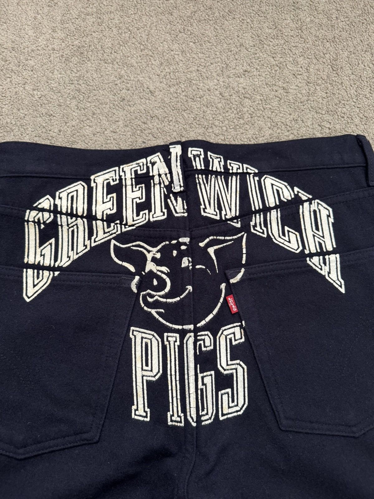 Junya Watanabe × Levi's AW02 Junya Watanabe x Levis Greenwich Pigs Printed Wool Pant Size US 33 - 3 Thumbnail