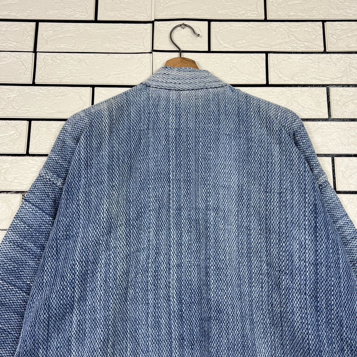 Vintage Japan Indigo Faded Blue Sashiko Thick Weave Kimono 4148-C189 Size US L / EU 52-54 / 3 - 8 Thumbnail
