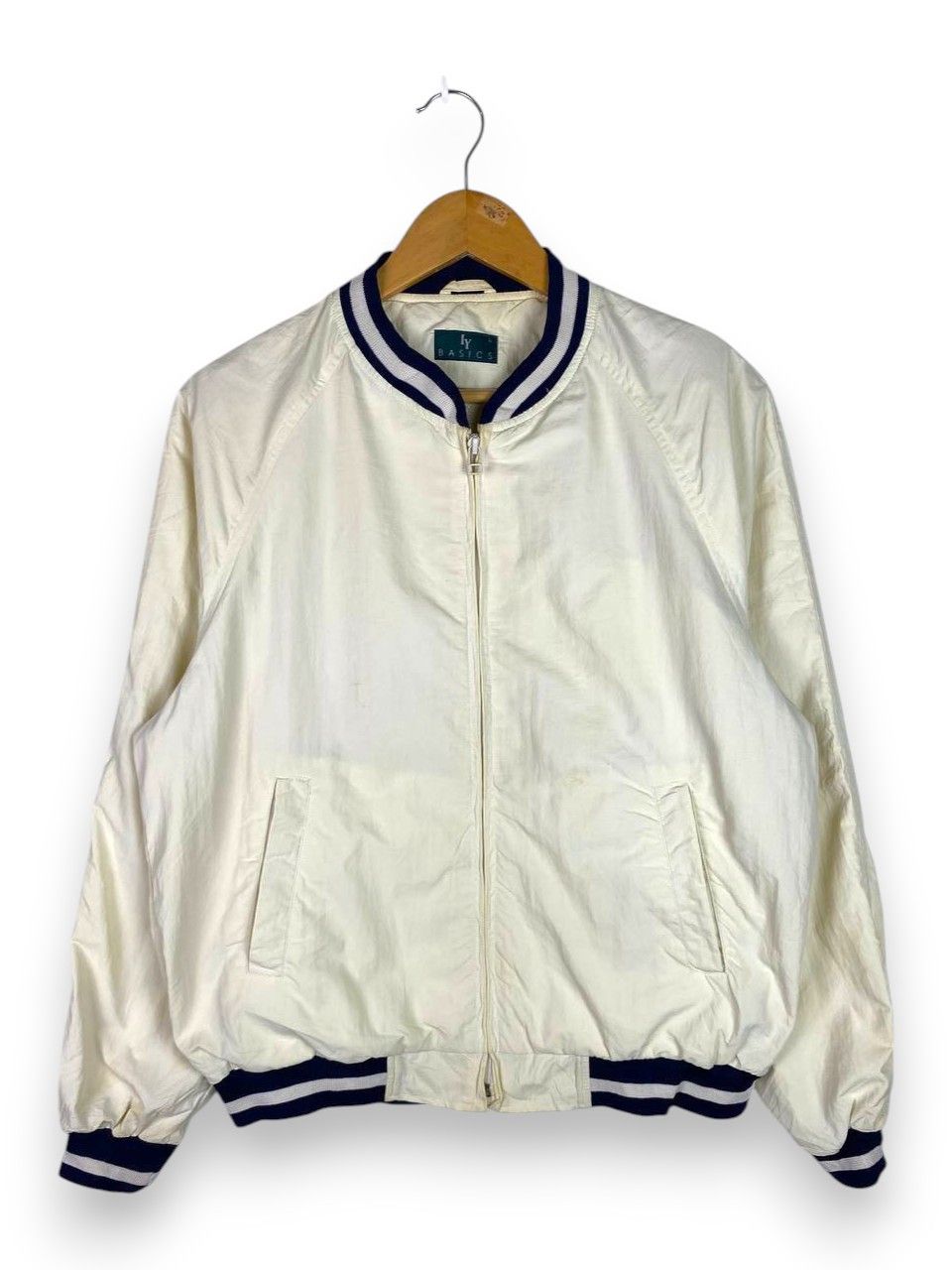 ly basics nylon full zip bomber style jacket