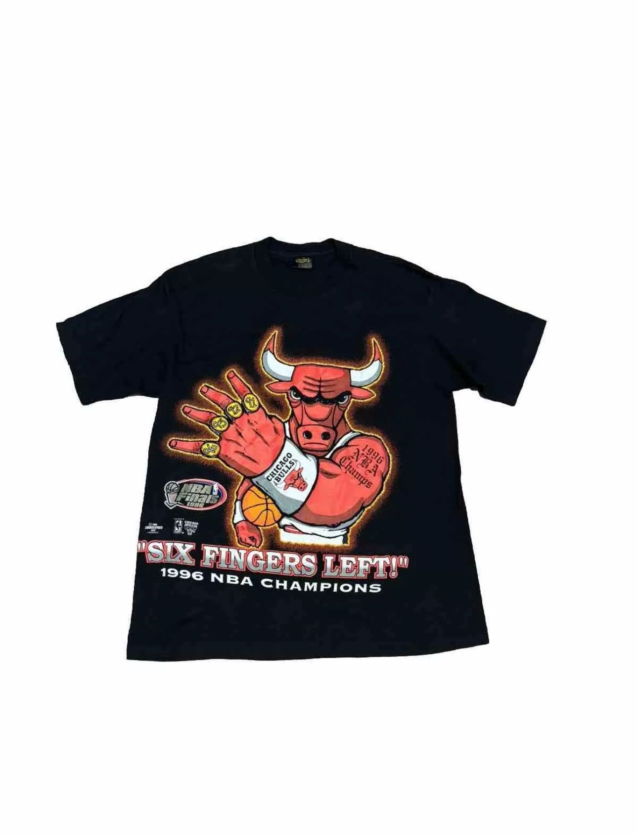 image of Changes VTG Chicago Bulls Size XL 1996 Nba Champions Six Fingers Left in Black, Men's