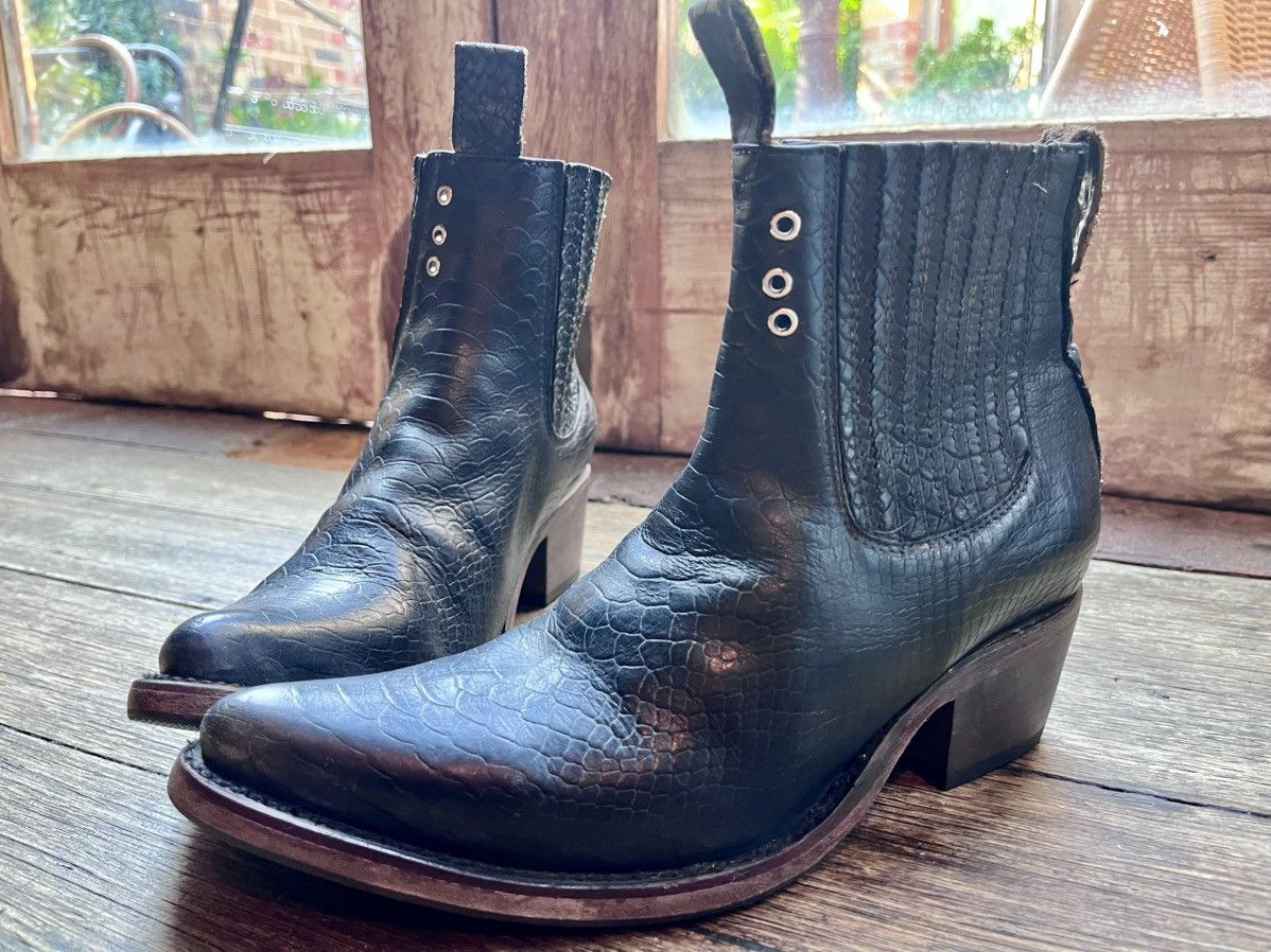 FREEBIRD Freebird by Steven Croc Embossed Western Chelsea Boots Black Size US 8.5 / IT 38.5 - 1 Thumbnail