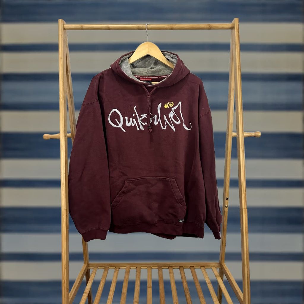 Quiksilver VINTAGE Quiksilver Hoodie Sweatshirt Maroon XL Y2K Surf Skate Faded Worn Distressed Mens Size US XL / EU 56 / 4 - 1 Thumbnail