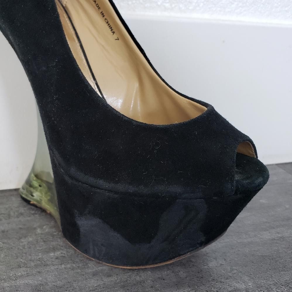 Bebe Black Sky High Acrylic Bebe Platform Wedge Bootie Size US 7 / IT 37 - 5 Thumbnail