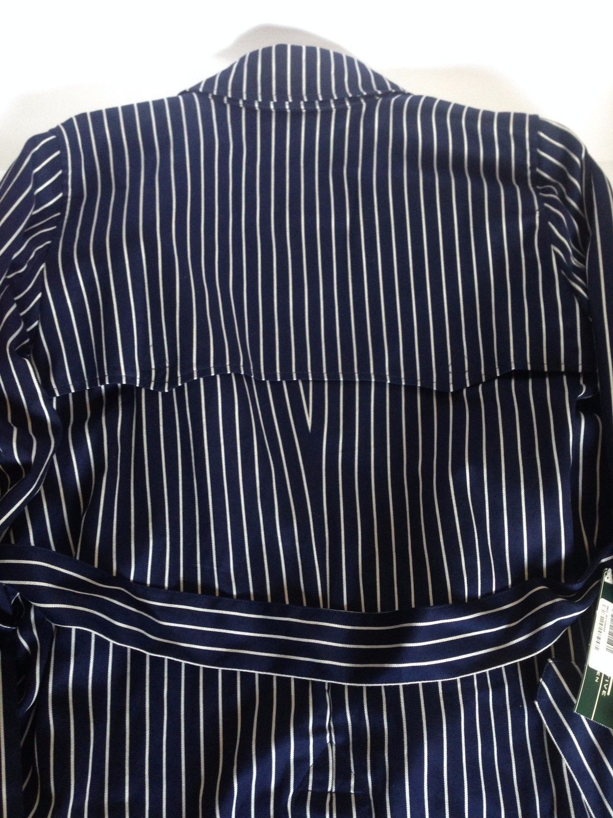 Lauren Ralph Lauren Ralph Lauren Navy White Stripes 100% Cotton Belted Trench Size XXL / US 16-18 / IT 52-54 - 4 Thumbnail