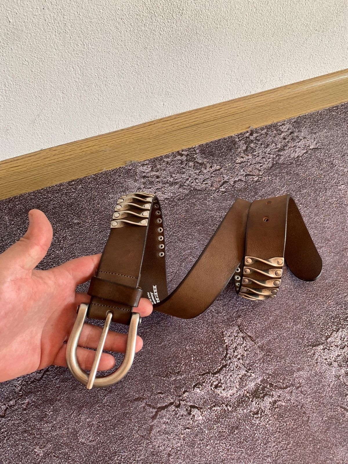 Vintage Berge Italy Leather Metal Avant Garde Opium Belt 95cm Size ONE SIZE - 3 Thumbnail