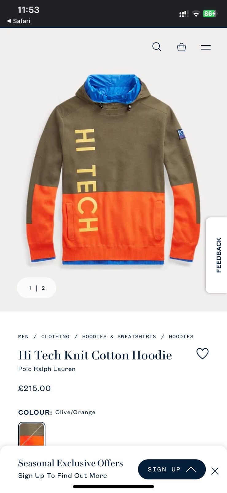 Polo Ralph Lauren × Ralph Lauren Polo by Ralph Lauren HI TECH Knit Cotton Hoodie Fall 2018 Size US S / EU 44-46 / 1 - 9 Thumbnail