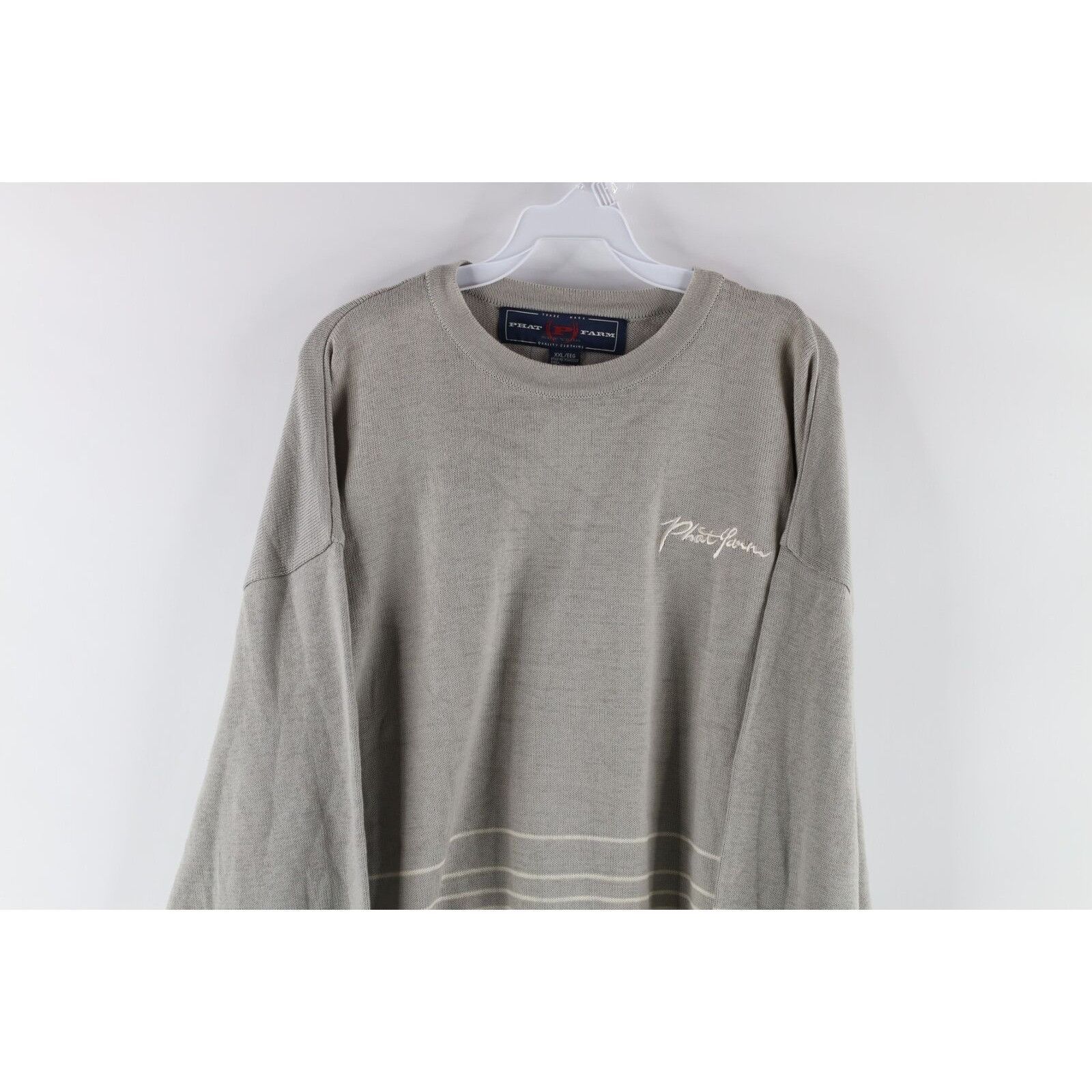 Phat Farm × Vintage NOS Vintage 90s Phat Farm Striped Script Knit Sweater Size US XXL / EU 58 / 5 - 2 Thumbnail