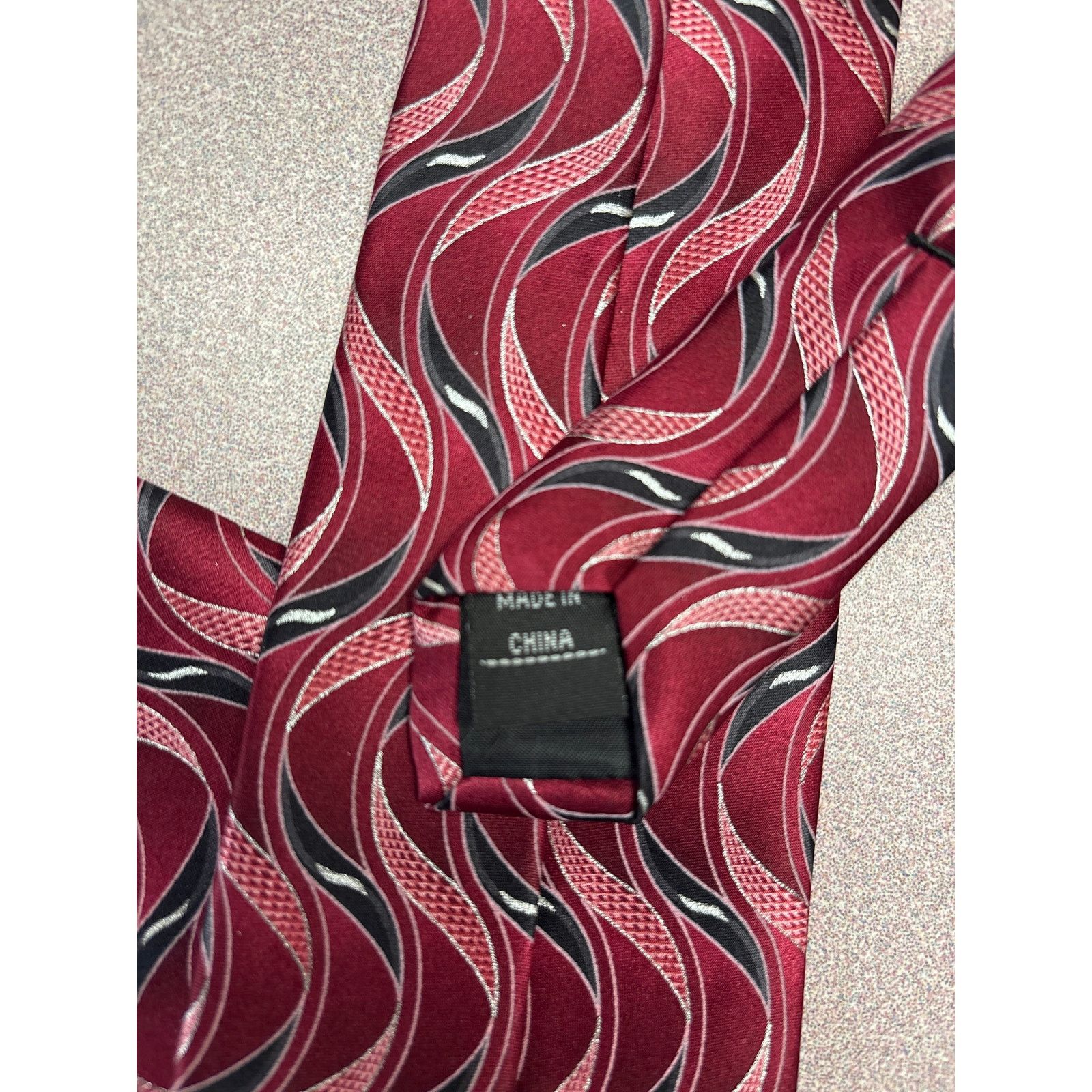 Other Palatina Red with Black and Silver Silk Tie Size ONE SIZE - 7 Thumbnail