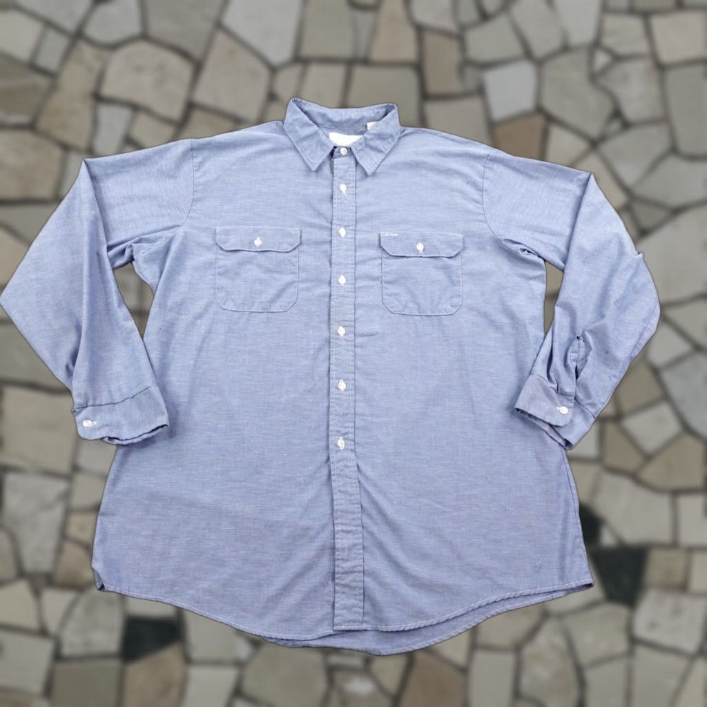 Sears VINTAGE Fieldmaster Sears Shirt Mens 2XL Tall Blue Chambray 70s Button Up Work Size US XXL / EU 58 / 5 - 1 Thumbnail