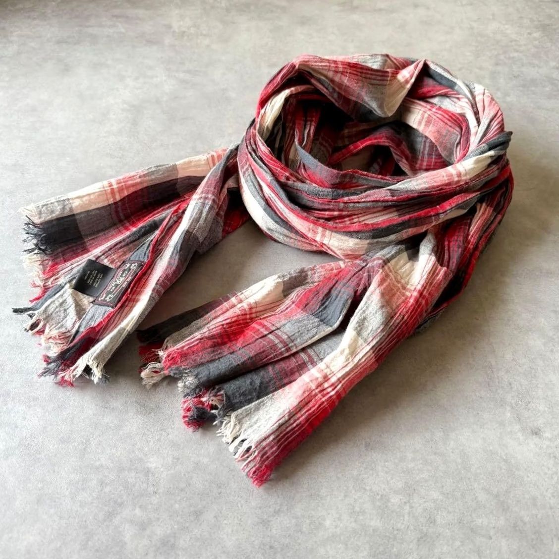 Ralph Lauren RRL Ralph Lauren Red×Black×Ivory Check Cotton Scarf One Size Casual Pre-owned Size ONE SIZE - 6 Thumbnail