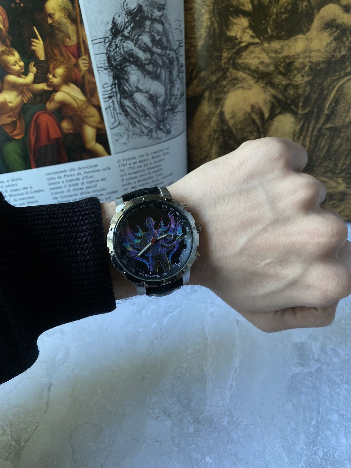 Japanese Brand × Jewelry × Vintage Fantasy Watch Dial Black Leather Strap Size ONE SIZE - 2 Thumbnail