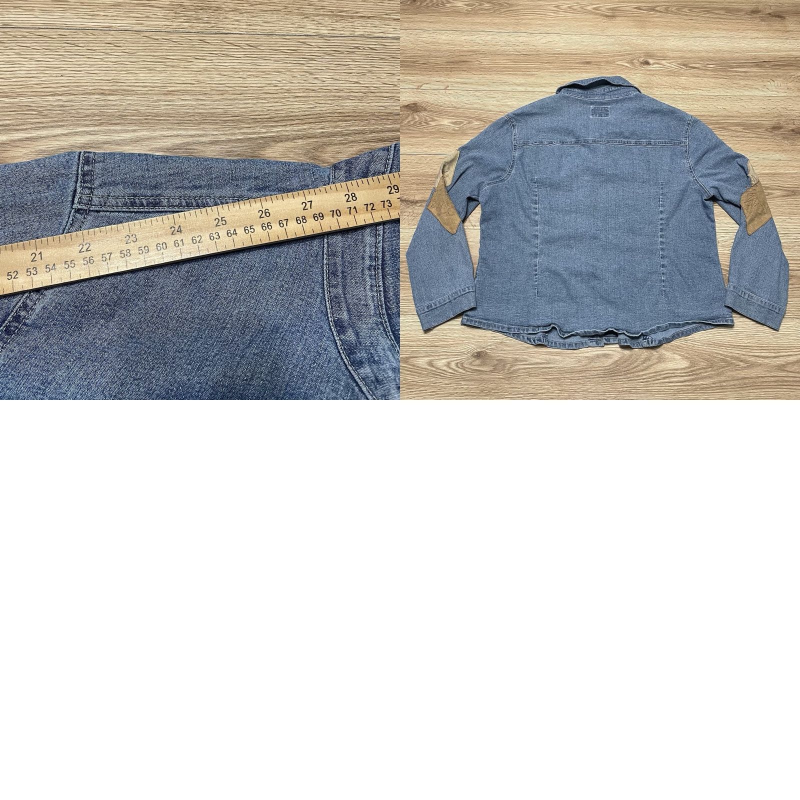Vintage VINTAGE Carolina Women's Plus Denim Shirt Blue Stretch Floral Embroidered Button-Up Size 20 Size 3XL / US 20-22 - 8 Thumbnail
