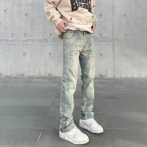 Jean Skinny Jeans Men Y2k Vintage Street Casual Fashion Size US 33 - 2 Thumbnail