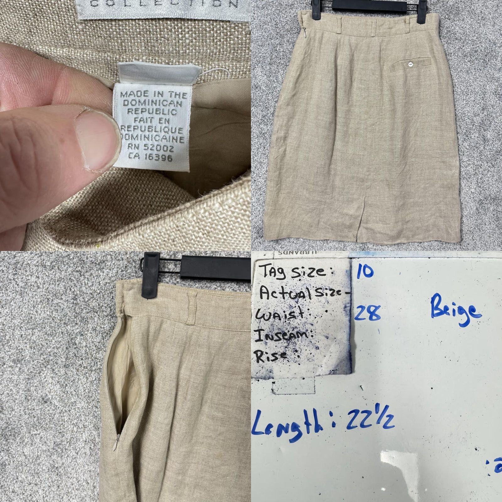 Liz Claiborne VINTAGE Liz Claiborne Skirt Womens 10 Beige Linen Lined Pockets Office Chic Classic Knee Length Size 32" / US 10 / IT 46 - 8 Thumbnail