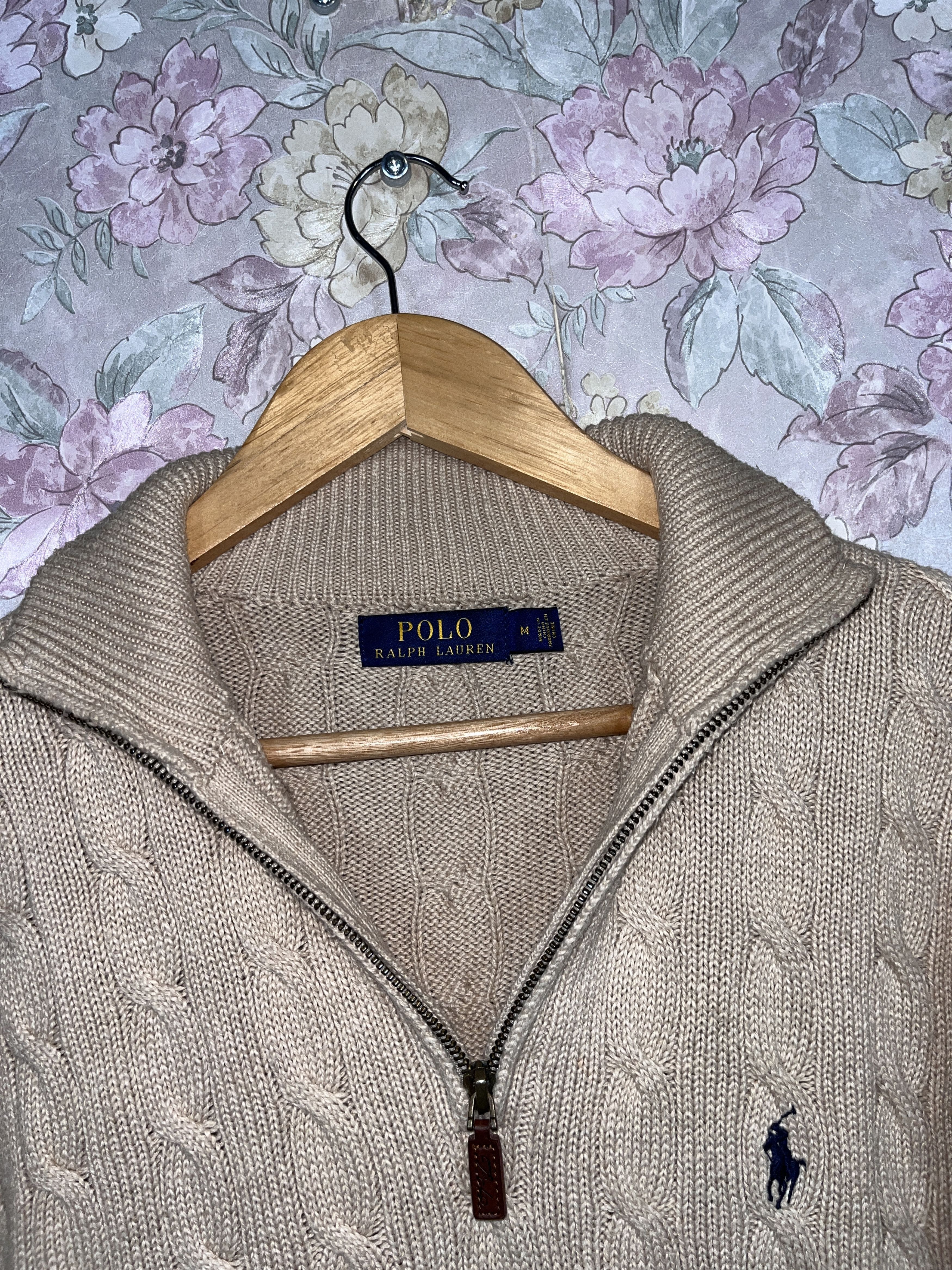 Polo Ralph Lauren Polo Ralph Lauren Beige quarter zip cable knit sweater Size US M / EU 48-50 / 2 - 6 Thumbnail