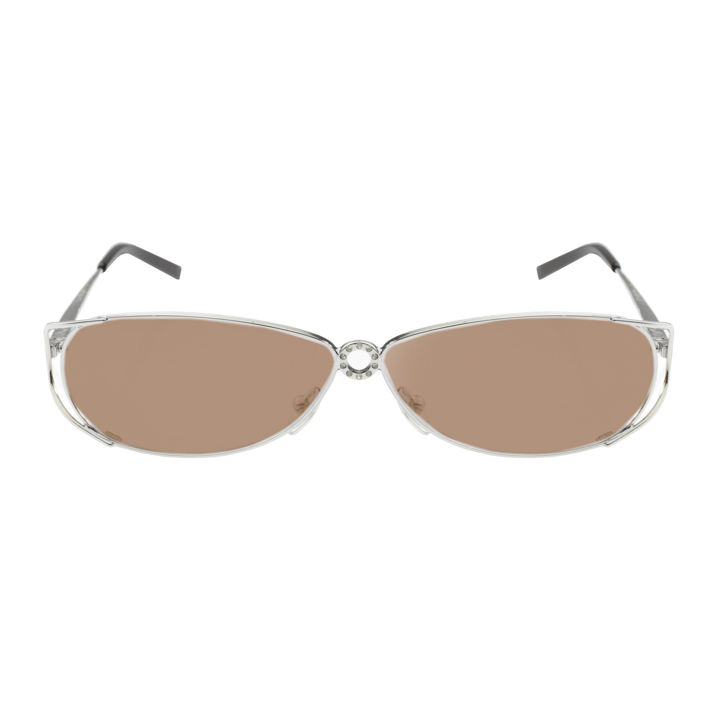 Valentino Valentino '90s Crystals Silver Frames Sunglasses Brown Size ONE SIZE - 3 Thumbnail