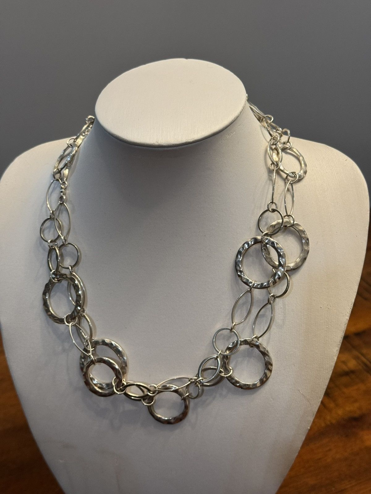 Jewelry Vintage Handmade Hammered Hoop Long Necklace Size ONE SIZE - 1 Thumbnail