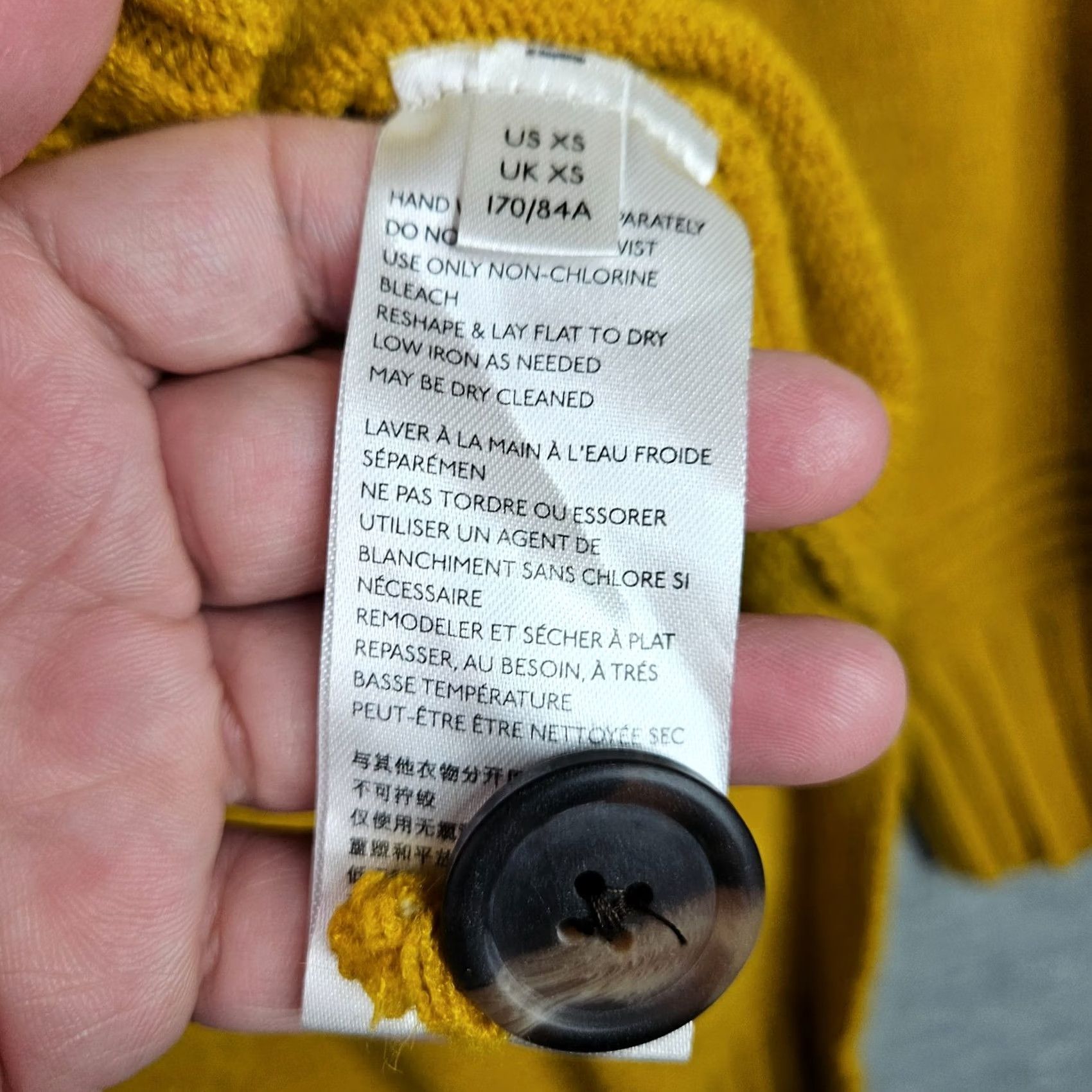Anthropologie Anthropologie Women's XS Mustard Mock Neck Cardigan Knit Button Shoulder Sweater Size XS / US 0-2 / IT 36-38 - 6 Thumbnail