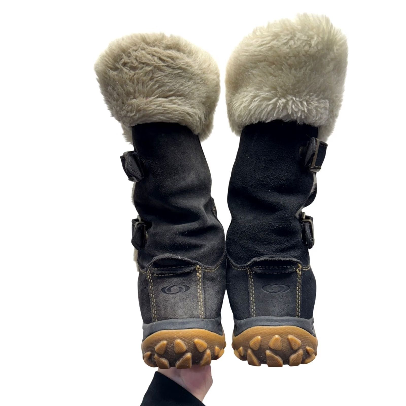 Merrell Merrell Boots Women Suede Black Winter Faux Fur Lining 8 Rubber Sole Outdoor Snow Boot Cap Toe Round Merrell 8 Women Black Winter Snow Boot Size US 8 / IT 38 - 2 Thumbnail