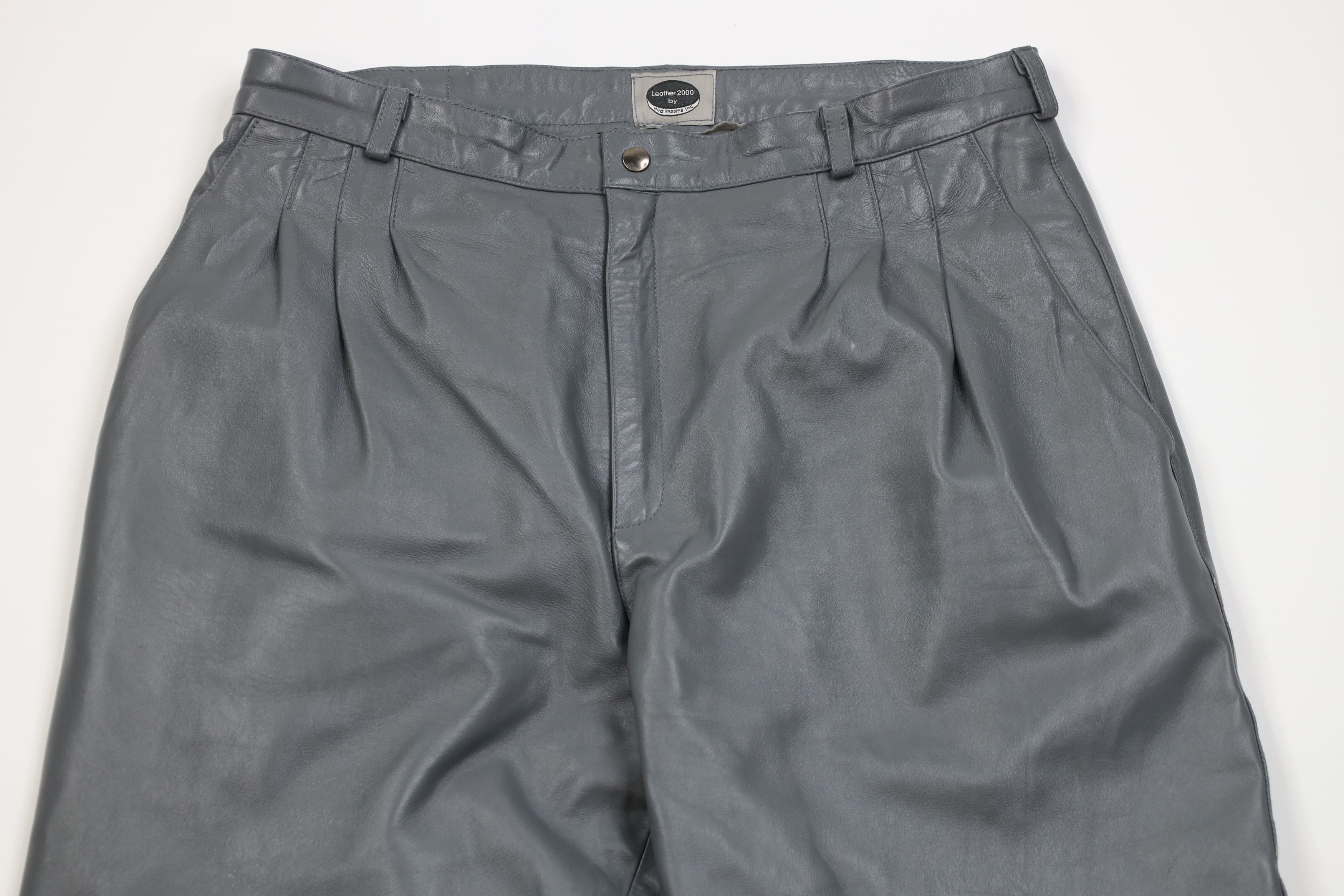 Vintage Vintage 90s Streetwear Blank Wide Leg Leather Pants Gray Size US 36 / EU 52 - 2 Thumbnail
