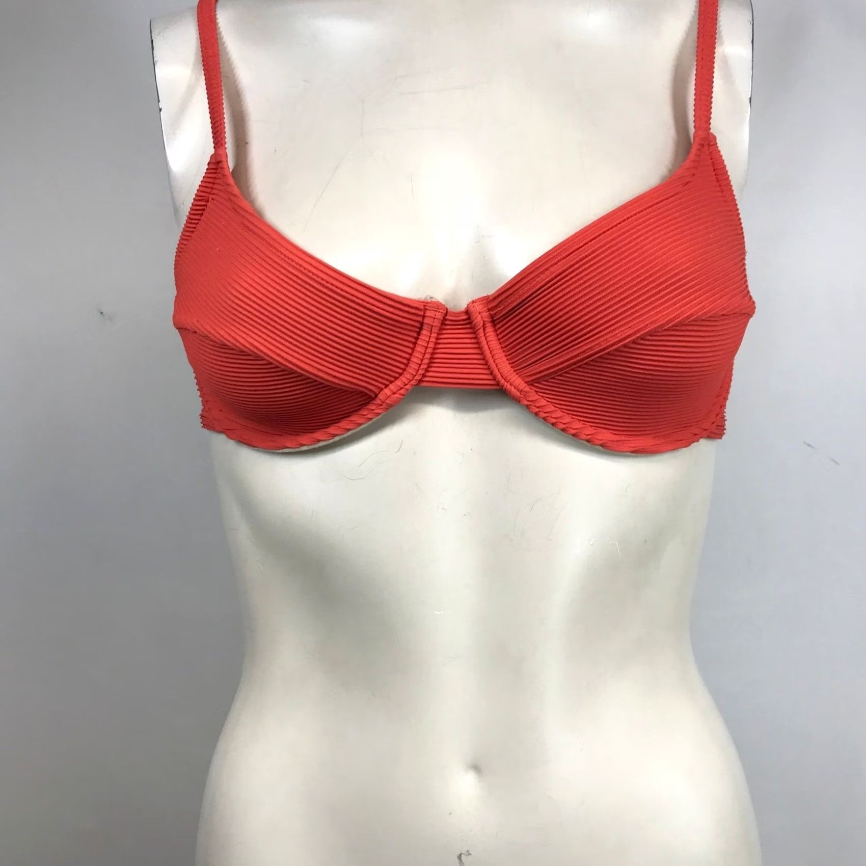 Vintage Zulu & Zephyr Orange Red Ribbed Underwire Bikini Top US 4 AU 8 EU 36 Size XS / US 0-2 / IT 36-38 - 3 Thumbnail