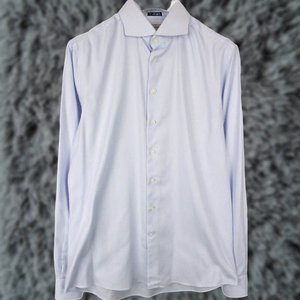 Suitsupply Suitsupply Dress Shirt Men 43L / 17L Extra Slim Cutaway Collar Blue Pinstriped Formal Shirt Size 46R - 1 Thumbnail