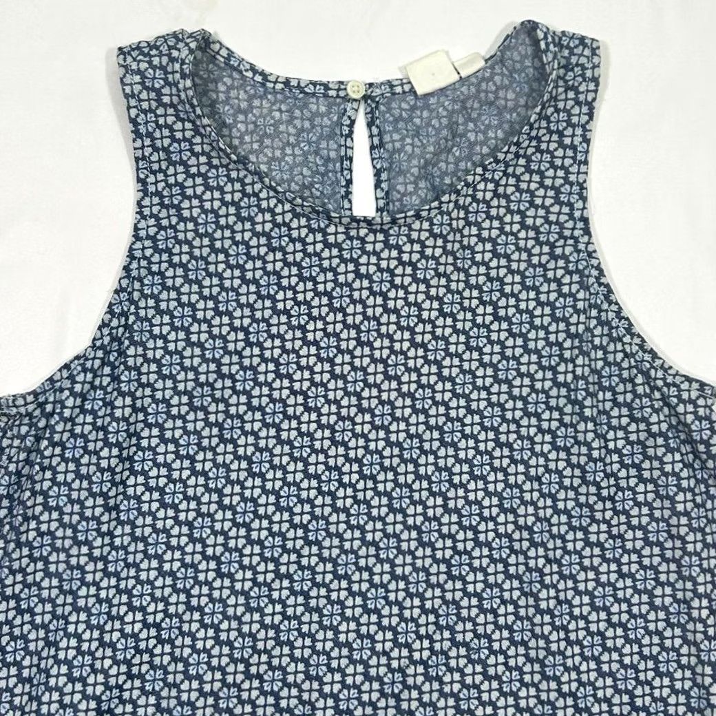 Gap Gap Blue & White Summer Casual Swing Midi Dress XS A-Line Tank Dress Knee Length Women Size XS / US 0-2 / IT 36-38 - 3 Thumbnail