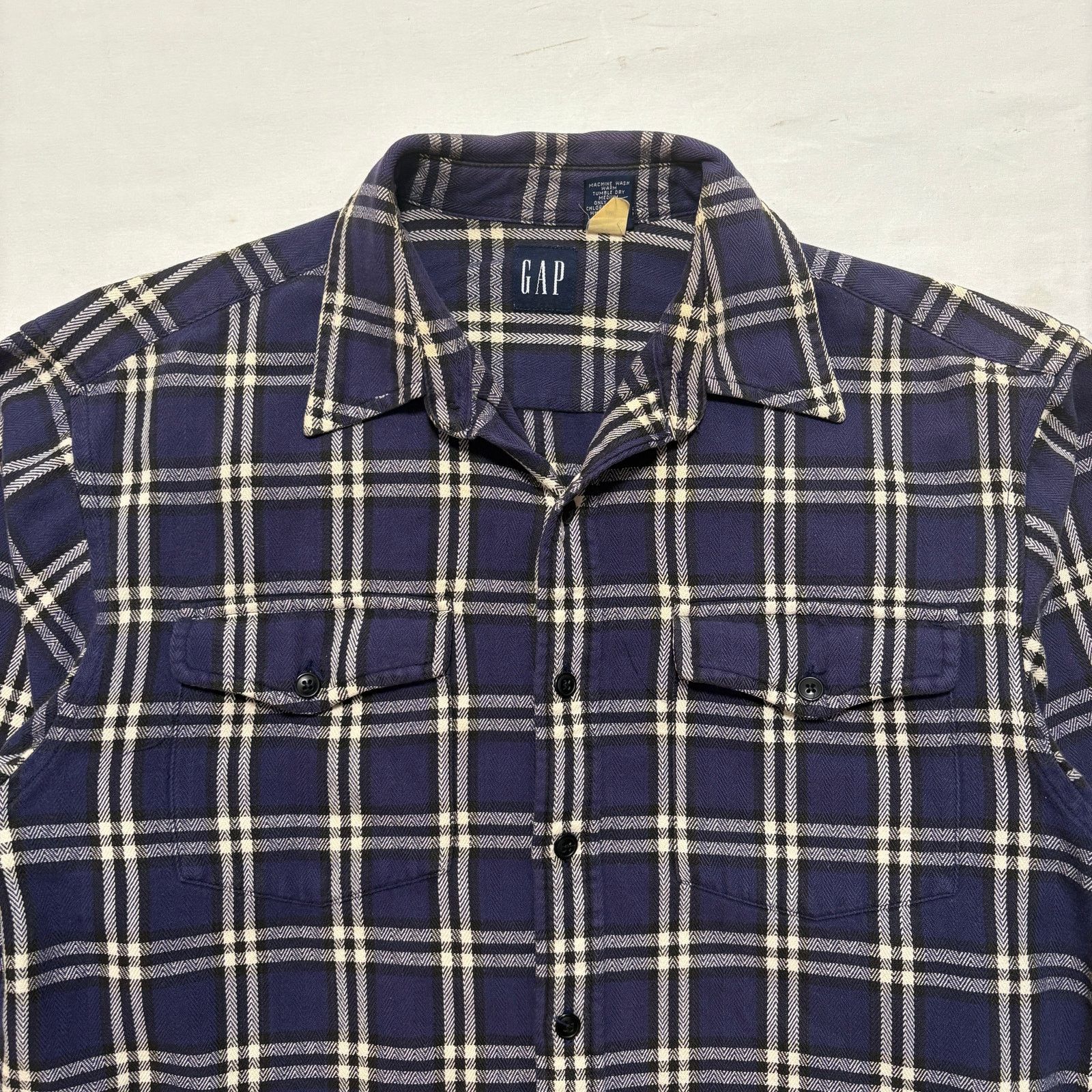 Gap VTG 90's Gap Flannel Long Sleeve Button Up Shirt Blue L Size US L / EU 52-54 / 3 - 2 Thumbnail