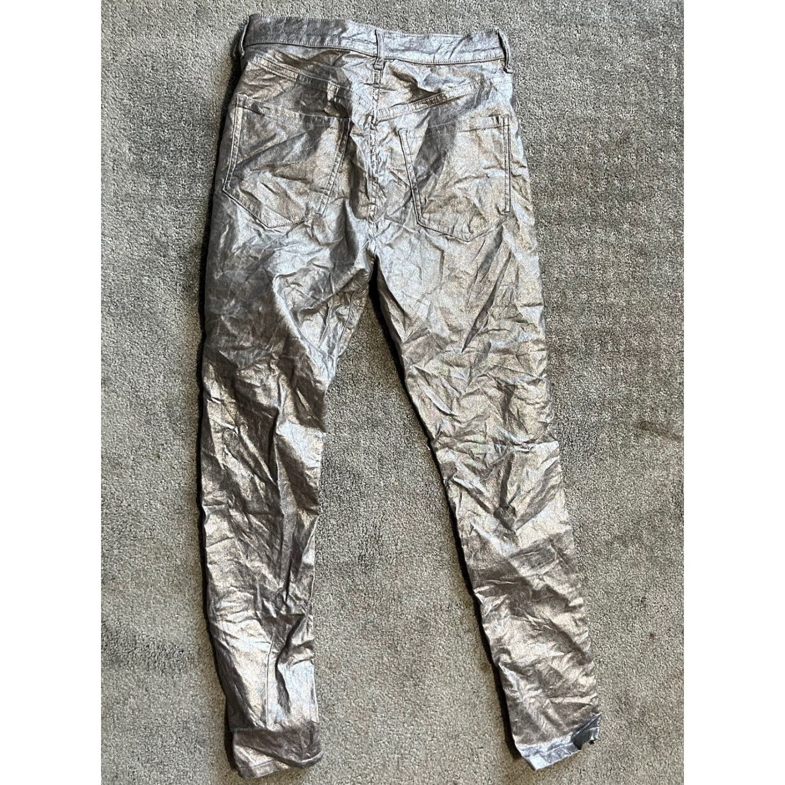 Express VINTAGE Express Jeans Women 2R Slim Skinny High Rise Silver Shimmer Stretch Denim Pants Regular Rise Metal Theme 2000s (If applicable) Size 26" / US 2 / IT 38 - 3 Thumbnail