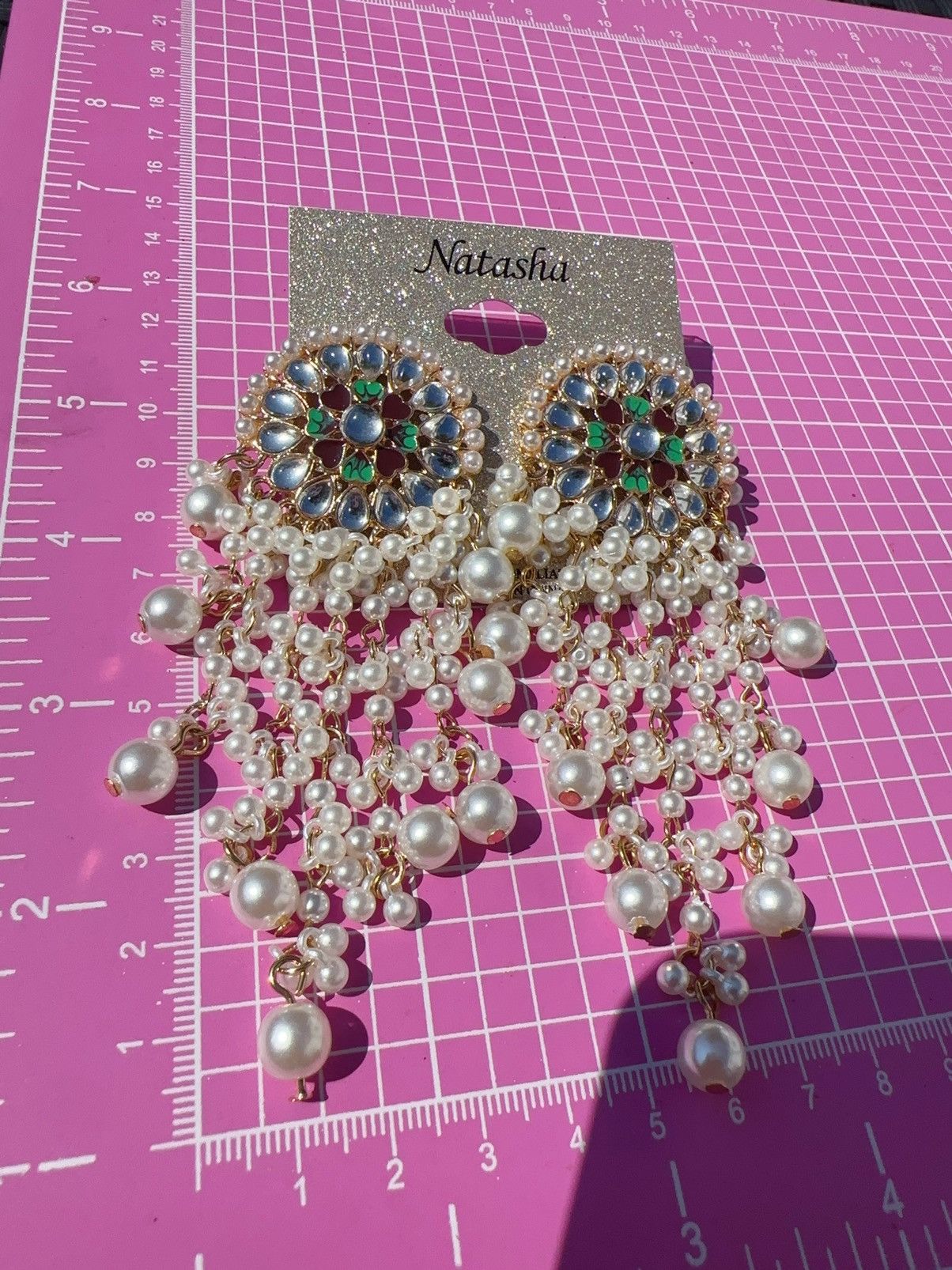 Designer Natasha gold tone green heart tear drop crystal pave circle Size ONE SIZE - 5 Thumbnail