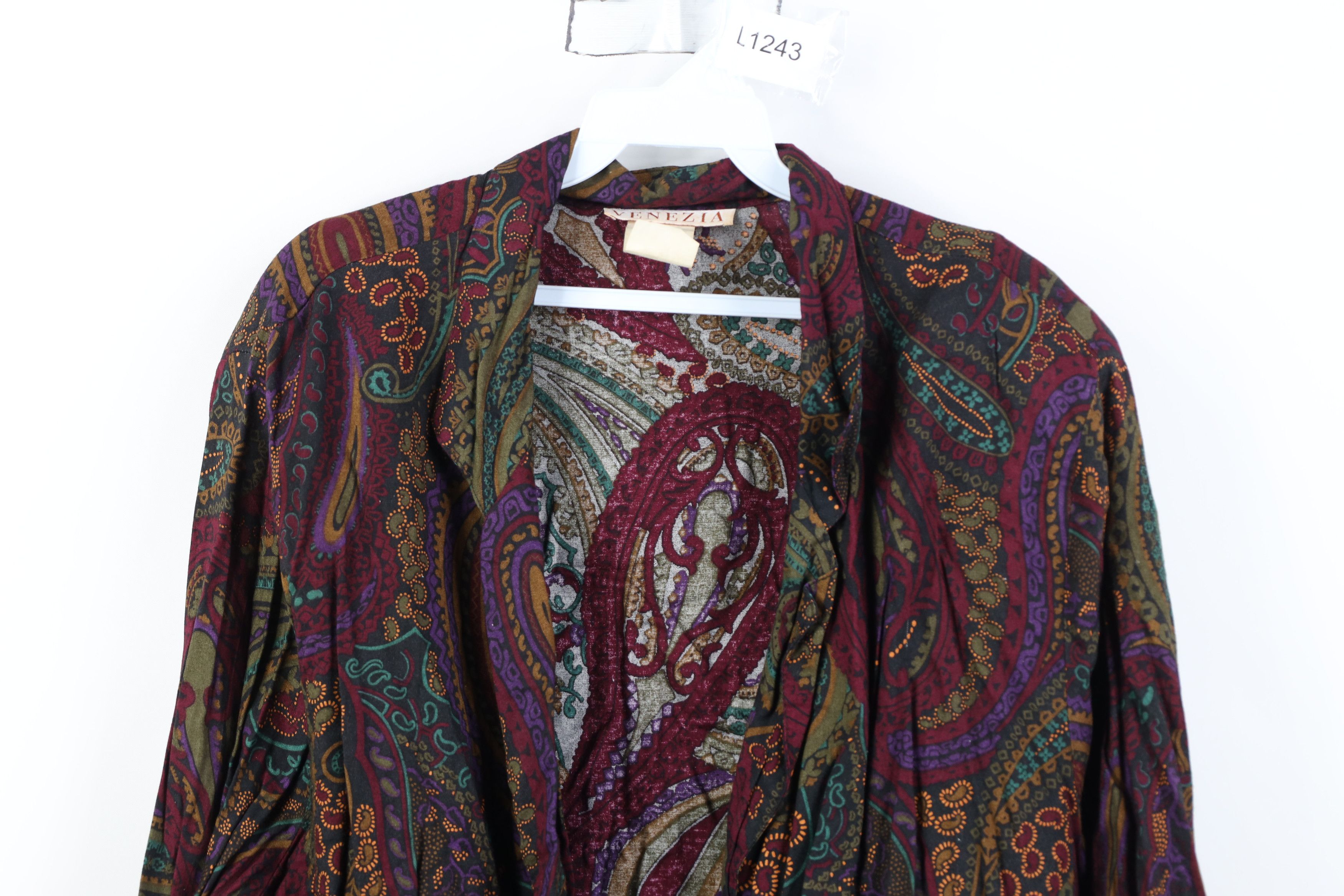 Vintage Vintage 90s Streetwear Gabardine Paisley Blazer Jacket USA Size 3XL / US 20-22 - 2 Thumbnail