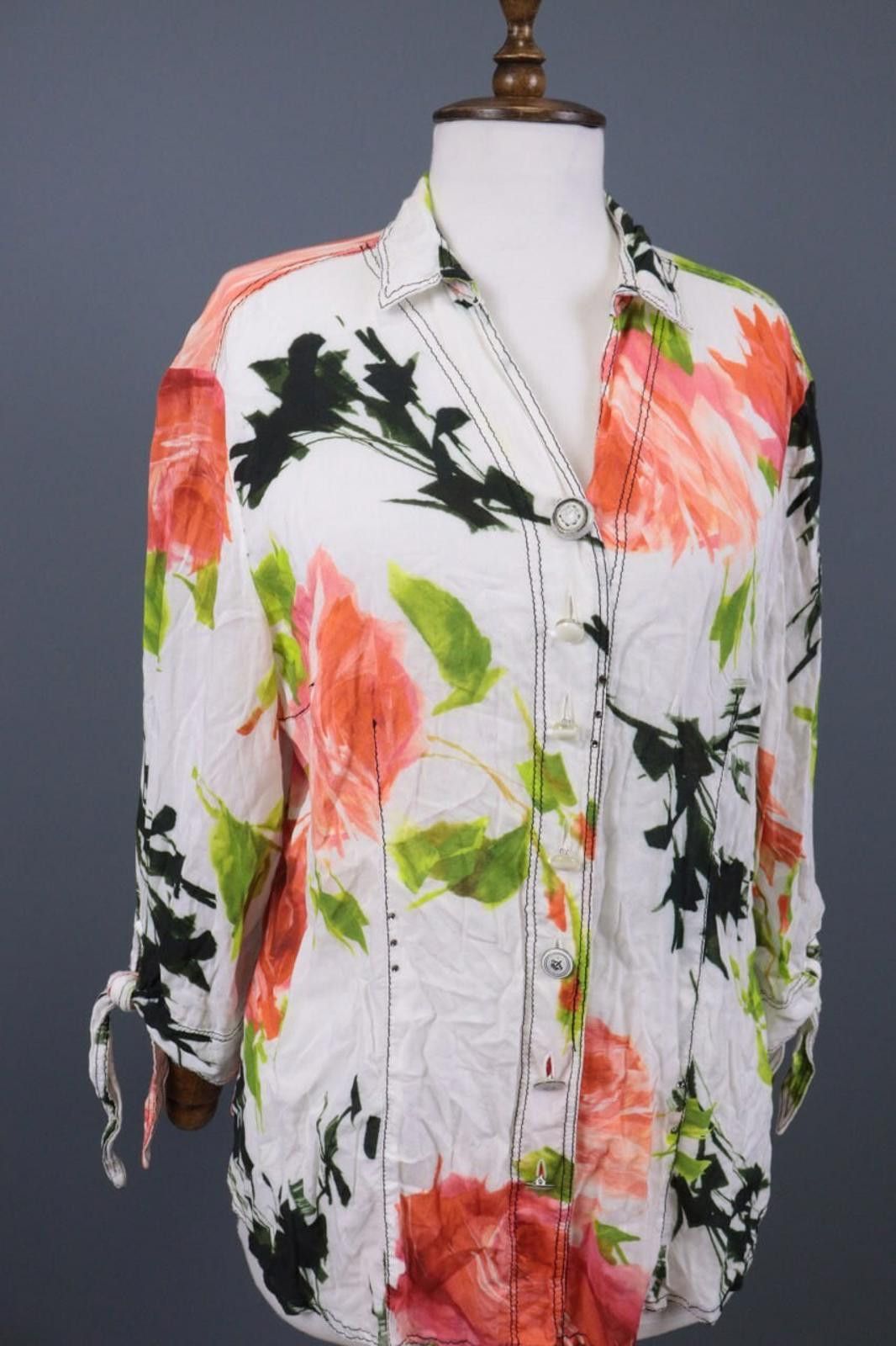 Designer Elisa Cavaletti Multicolor Floral Top Tunic Shirt Sz XXL Size XXL / US 16-18 / IT 52-54 - 6 Thumbnail