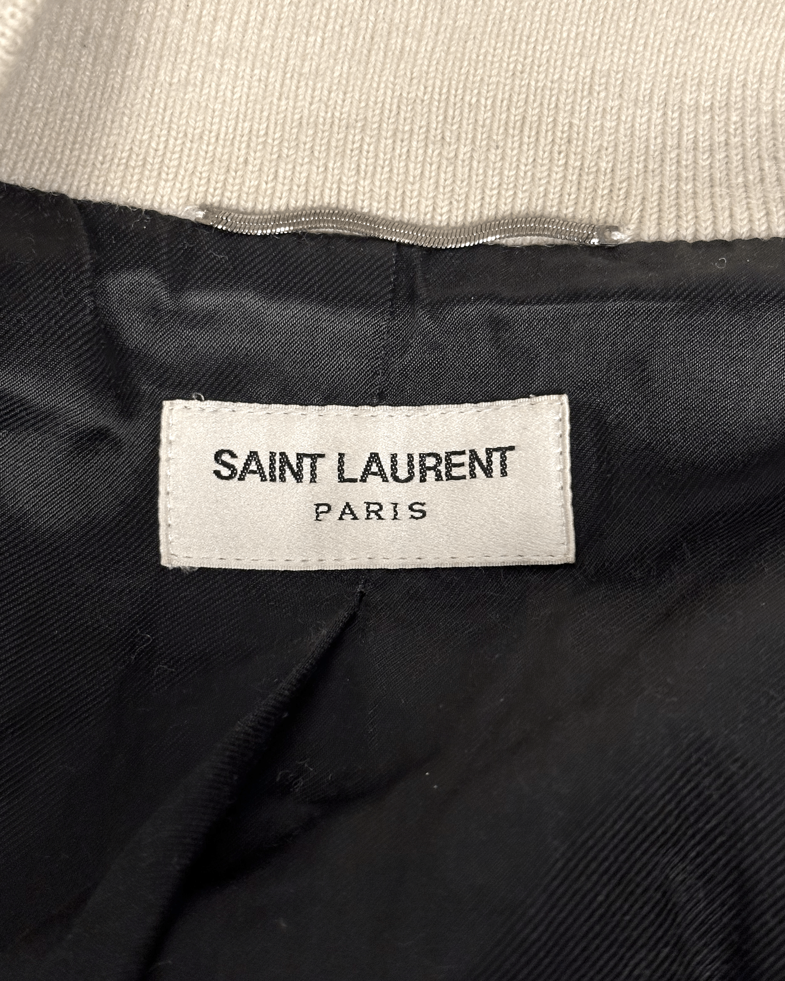 Saint Laurent Paris Saint Laurent Cream Teddy Varsity Bomber Jacket Size US L / EU 52-54 / 3 - 11 Thumbnail