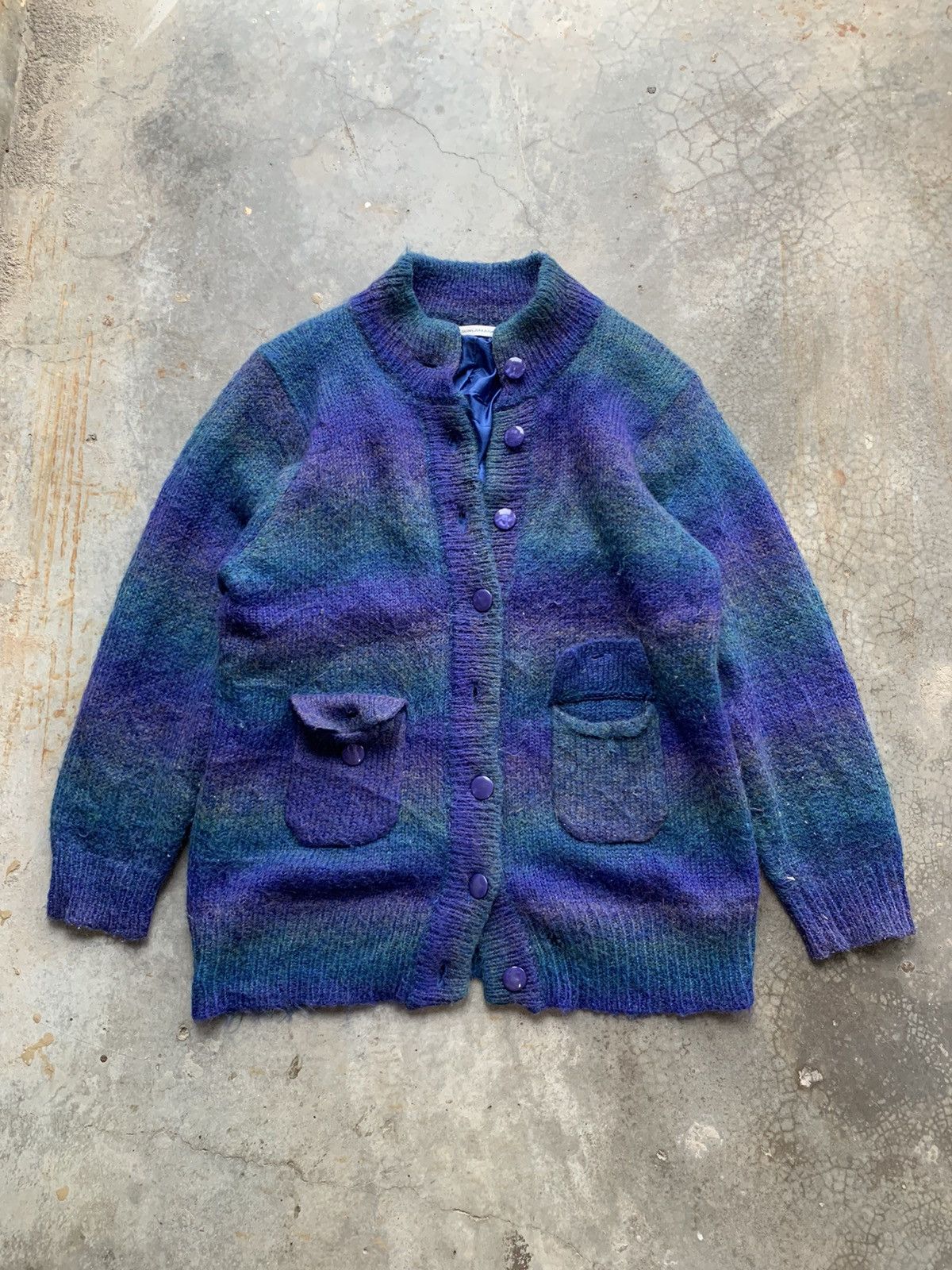 image of Japanesebrand Wool Mohair Cardigan Jacket in Blue, Men's (Size Medium)