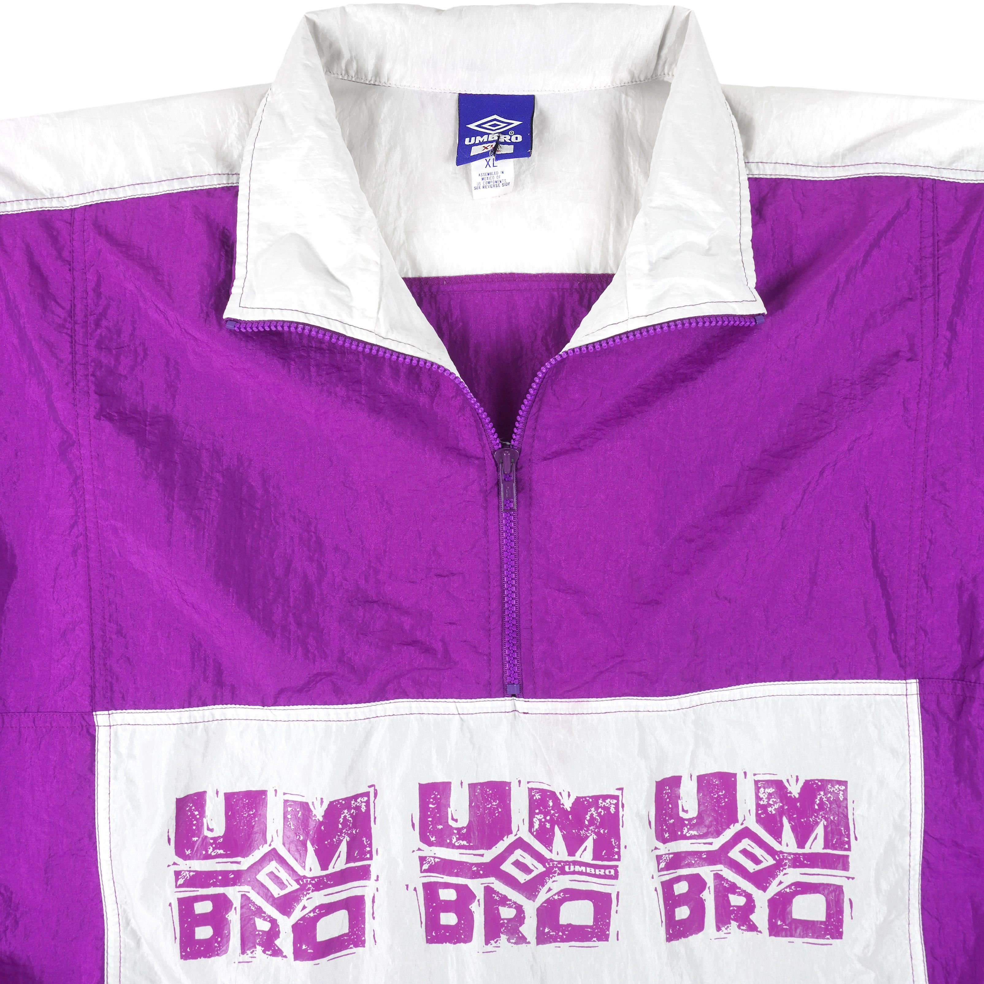Umbro Purple & White 1/4 Zip Pullover Windbreaker 1990s Size US XL / EU 56 / 4 - 5 Thumbnail