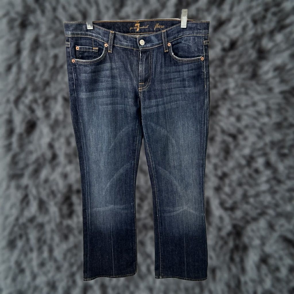 7 For All Mankind VTG 7 For All Mankind Flare Jeans Womens 31x30 Dark Wash Made In USA YKK Denim Size 24" / US 00 / IT 34 - 1 Thumbnail