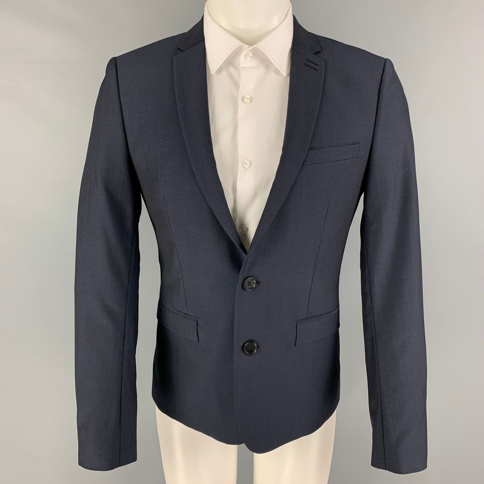 The Kooples THE KOOPLES Size 36 Navy Wool Mohair Notch Lapel Sport Coat Size 36R - 1 Thumbnail