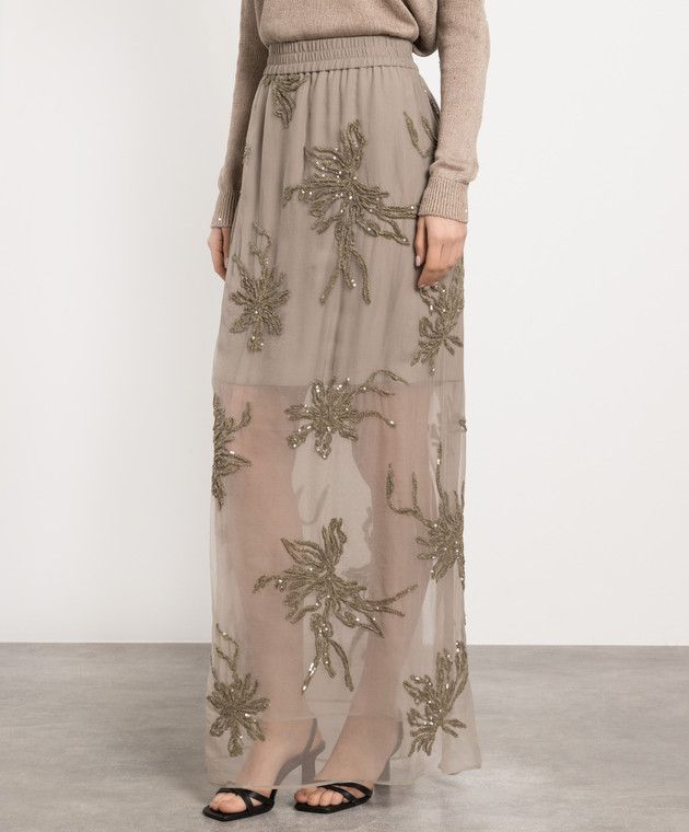 Brunello Cucinelli o1y0725 Maxi Skirt in Sand Size 25" / US 0 / IT 36 - 3 Thumbnail