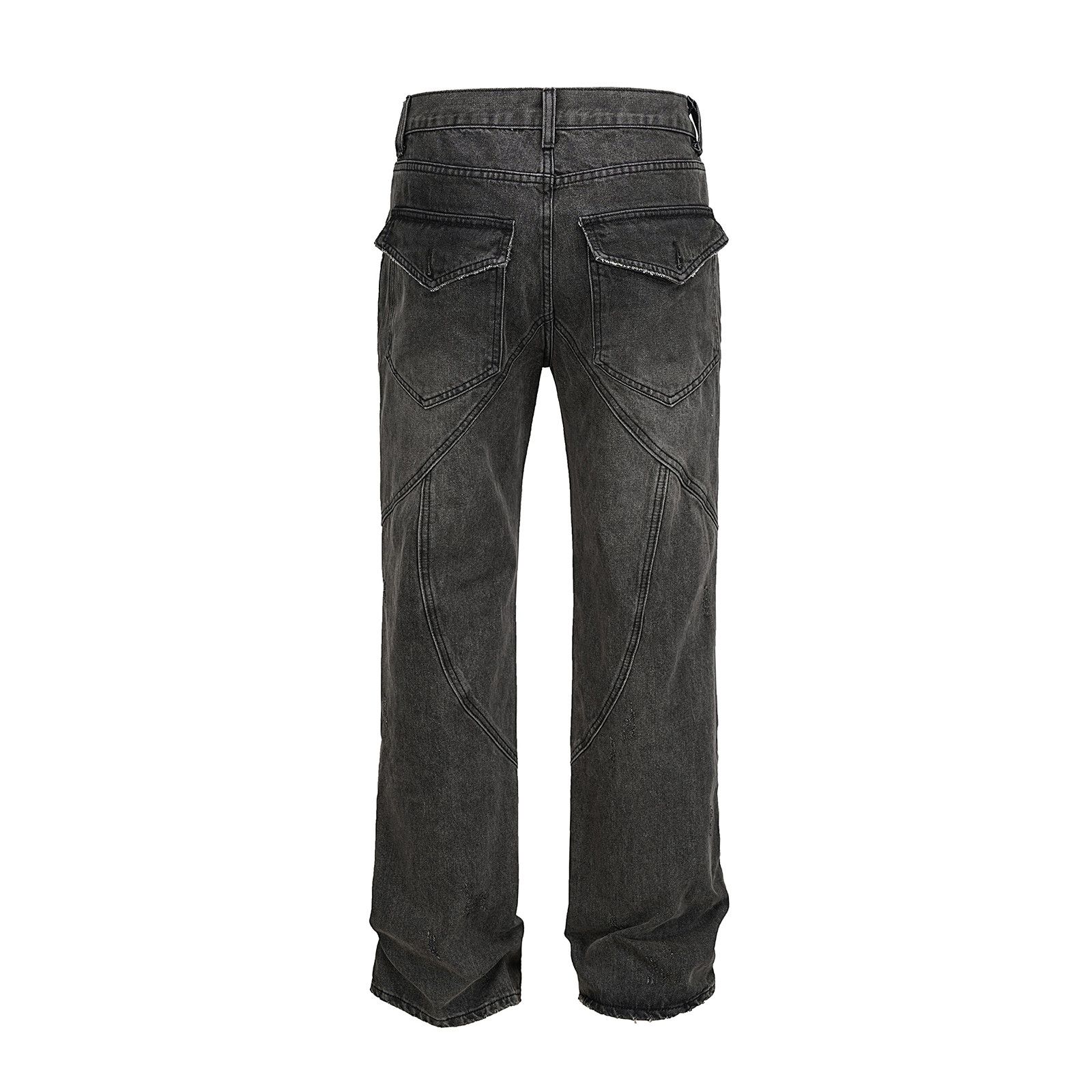 Japanese Brand × Jean × Vintage Irregular lines Pockets Washed Black Baggy Jeans Size US 31 - 2 Thumbnail